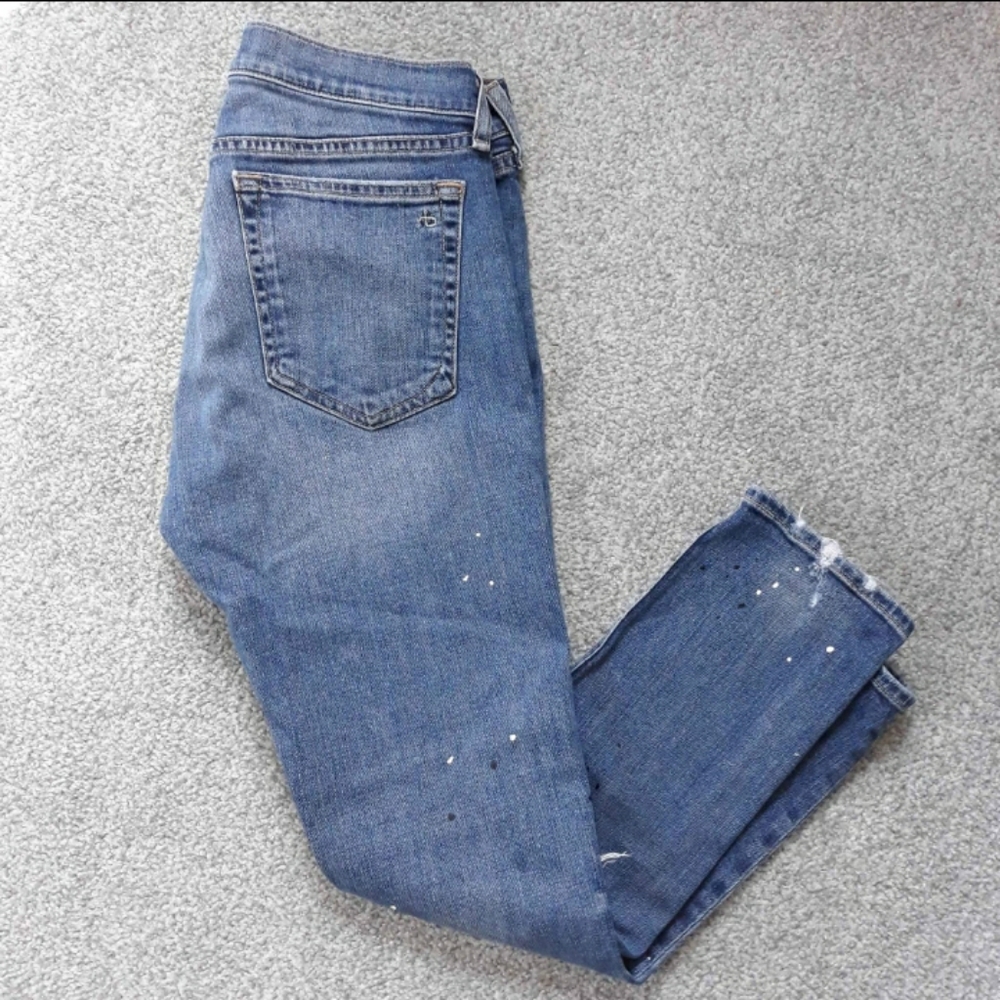 Rag & Bone Dre Capri Distressed Jeans in Lucky Paint Splatter